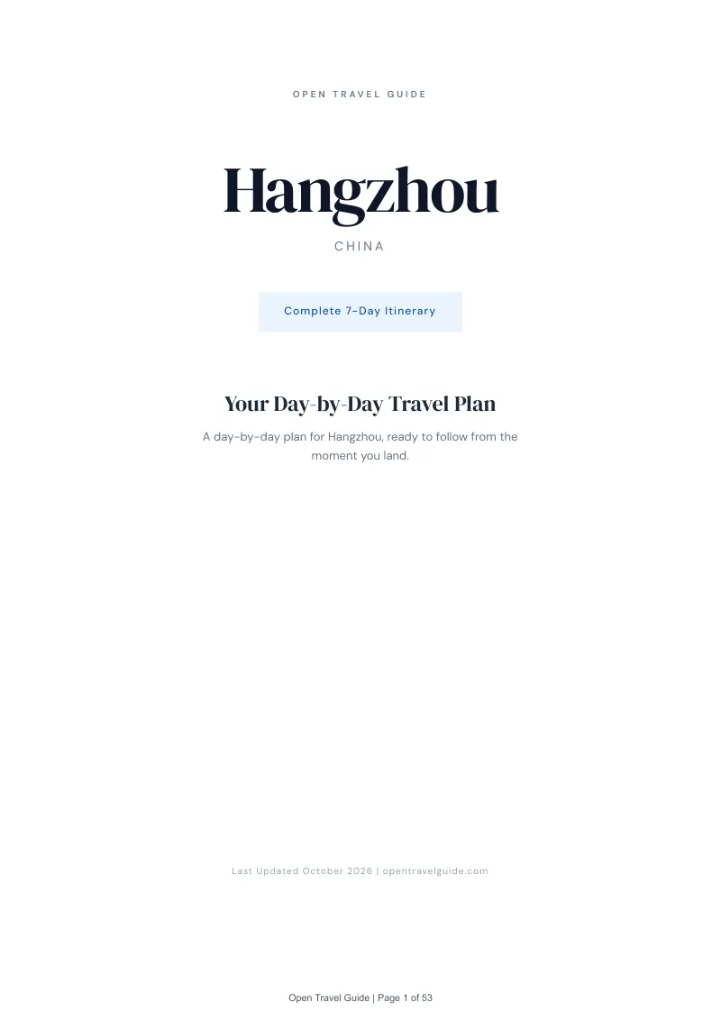 Hangzhou 7-Day Itinerary: Cover