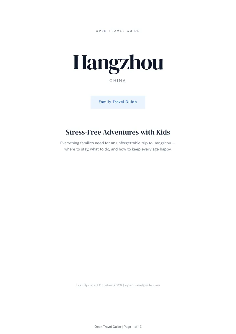 Hangzhou Family Travel Guide: Cover