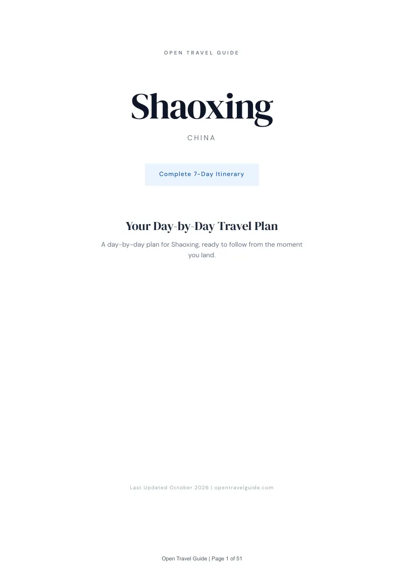 Shaoxing 7-Day Itinerary: Cover