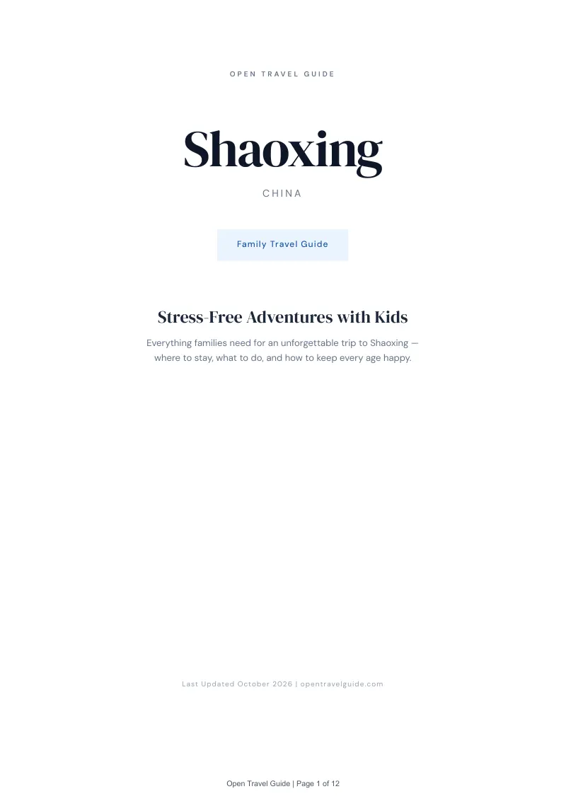 Shaoxing Family Travel Guide: Cover