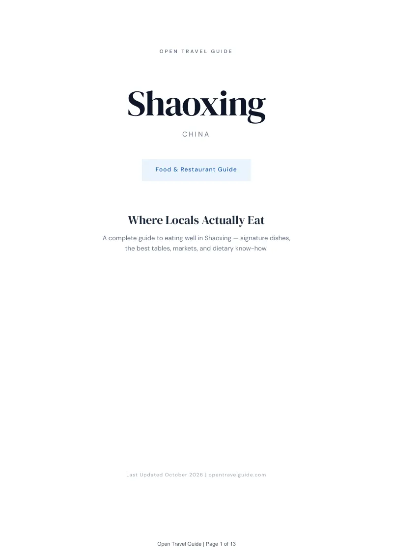 Shaoxing Food & Restaurant Guide: Cover