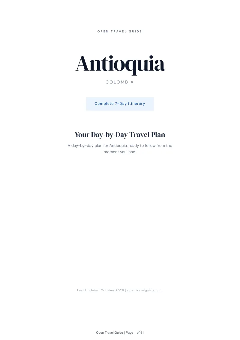 Antioquia 7-Day Itinerary: Cover