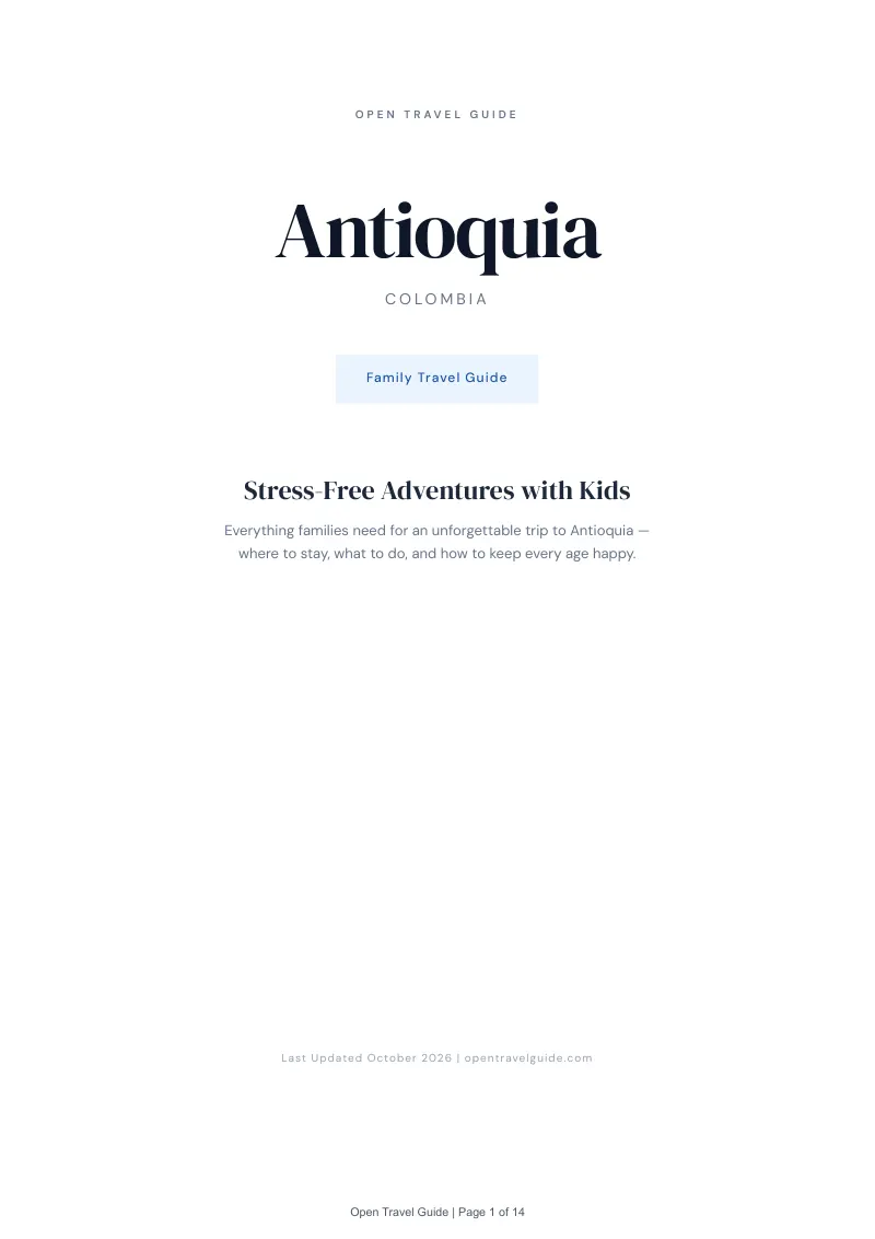 Antioquia Family Travel Guide: Cover