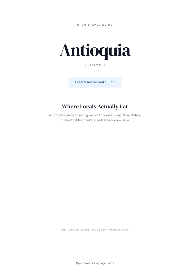 Antioquia Food & Restaurant Guide: Cover