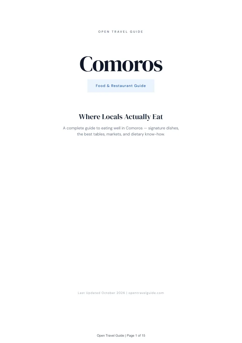 Comoros Food & Restaurant Guide: Cover
