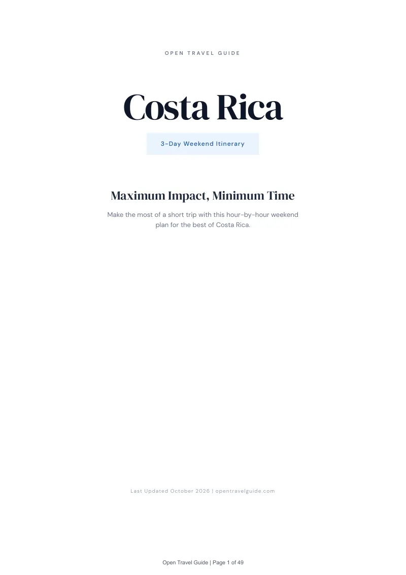Costa Rica 3-Day Weekend Itinerary: Cover