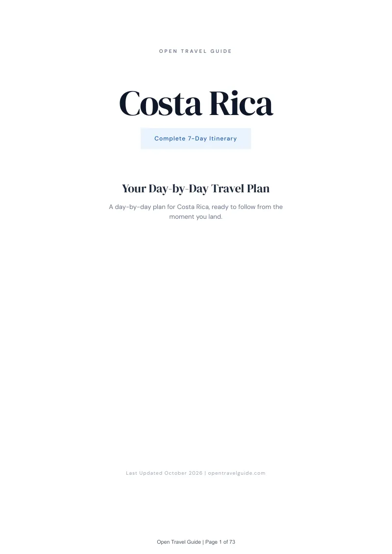 Costa Rica 7-Day Itinerary: Cover
