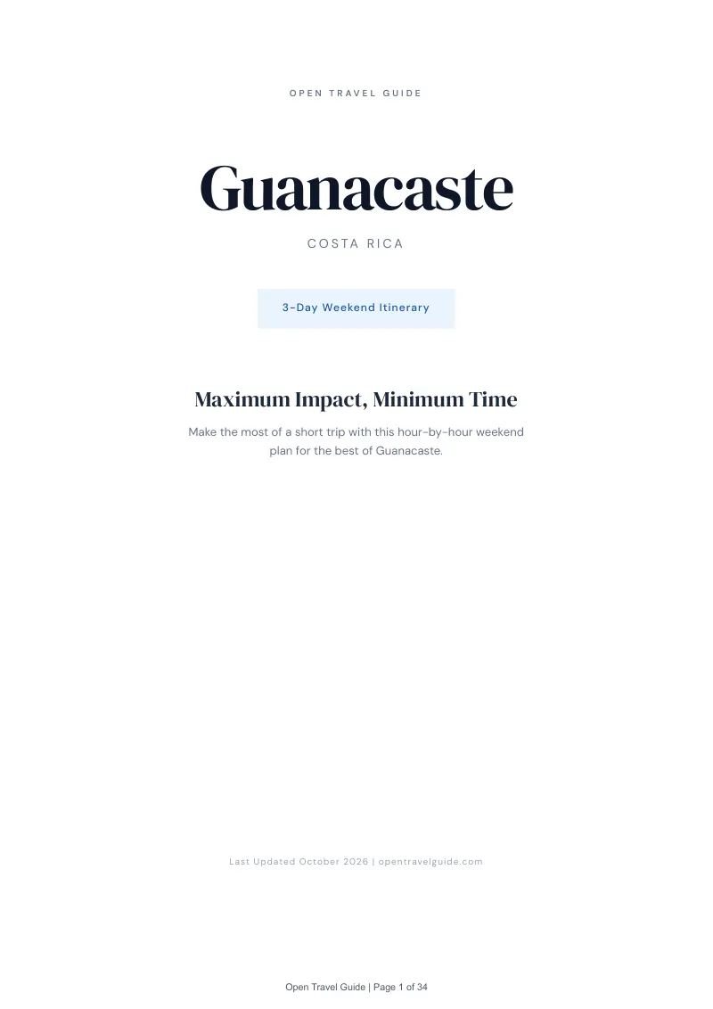 Guanacaste 3-Day Weekend Itinerary: Cover