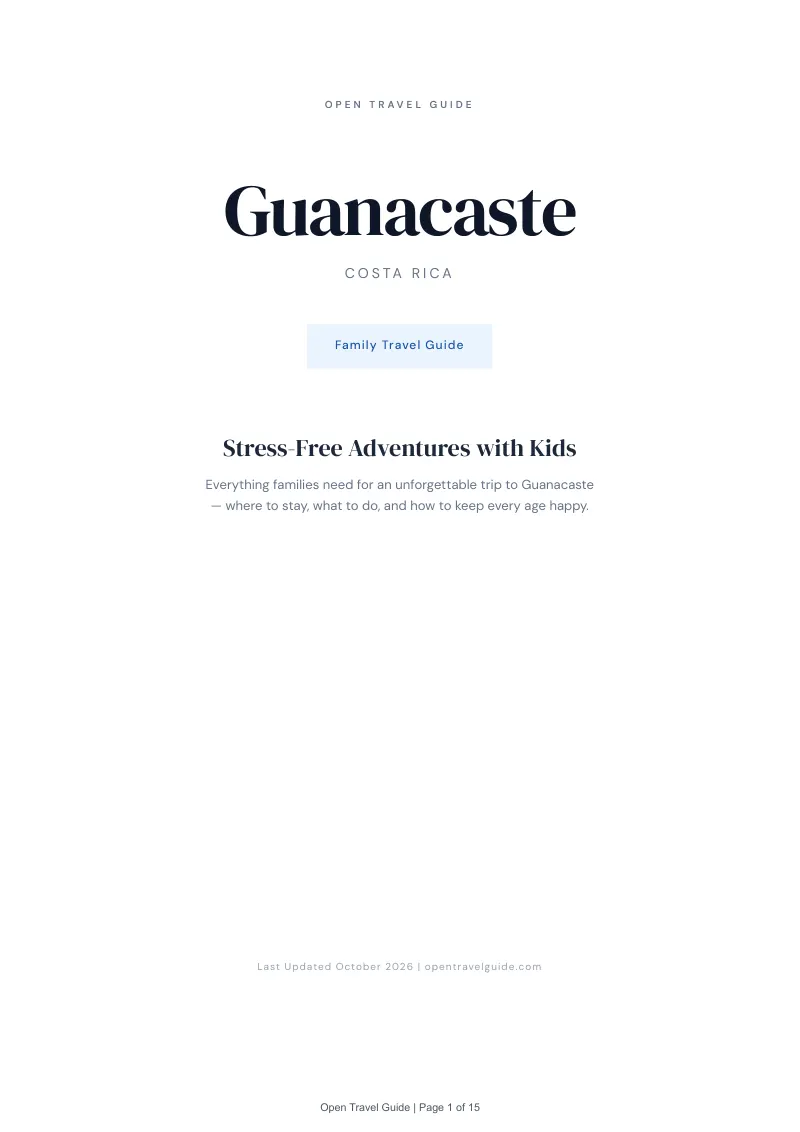 Guanacaste Family Travel Guide: Cover