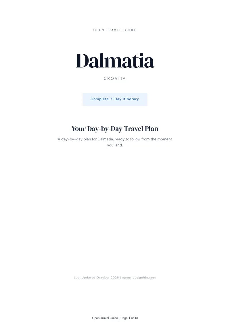 Dalmatia 7-Day Itinerary: Cover