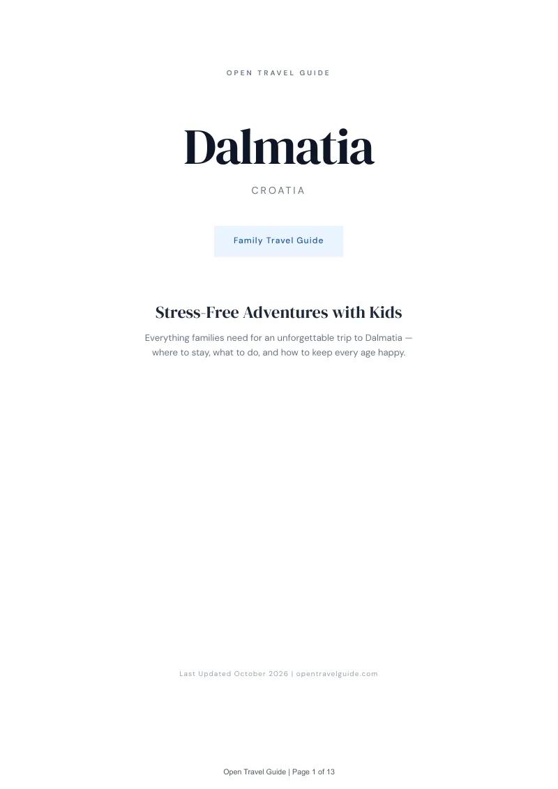 Dalmatia Family Travel Guide: Cover