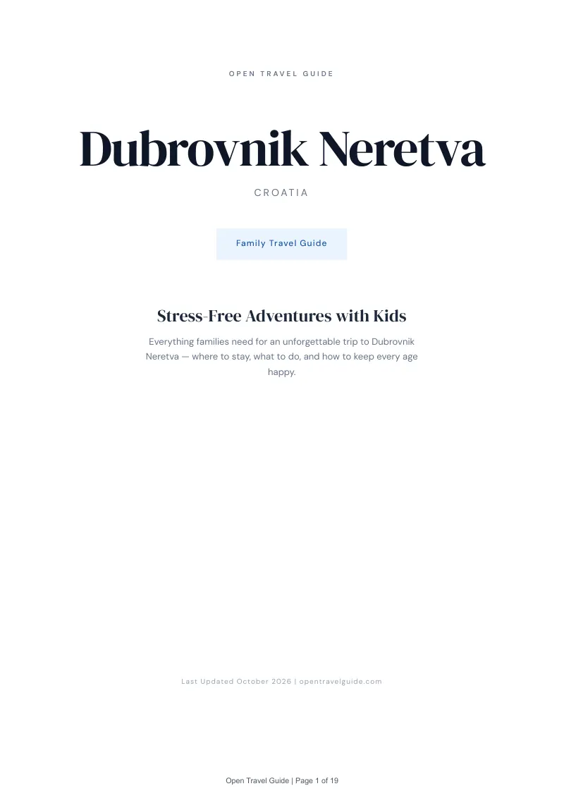 Dubrovnik Neretva Family Travel Guide: Cover