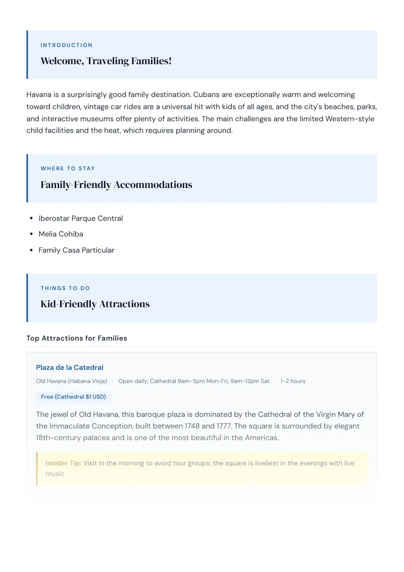 Havana Complete Travel Bundle: Family guide · Kid-Friendly Attractions