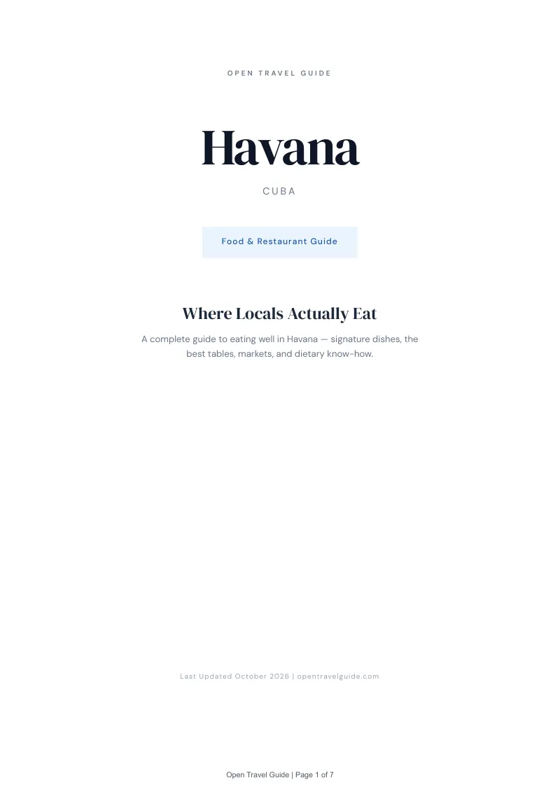 Havana Food & Restaurant Guide: Cover