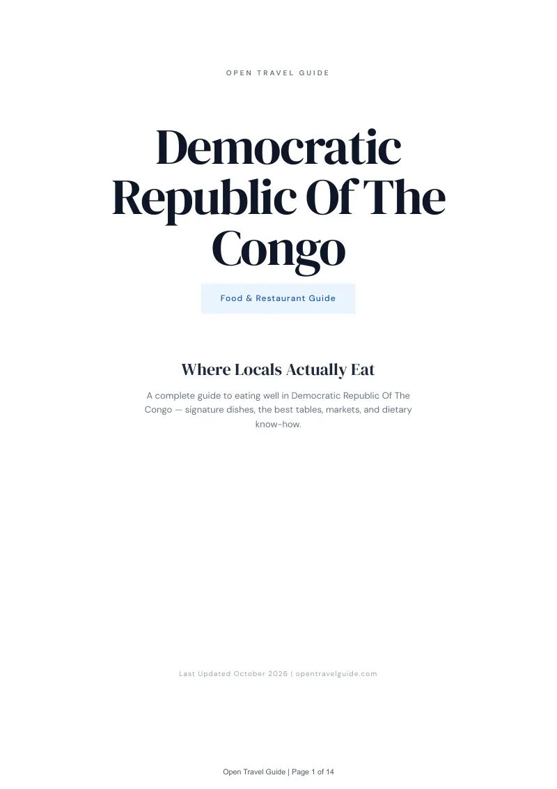 Democratic Republic Of The Congo Food & Restaurant Guide: Cover