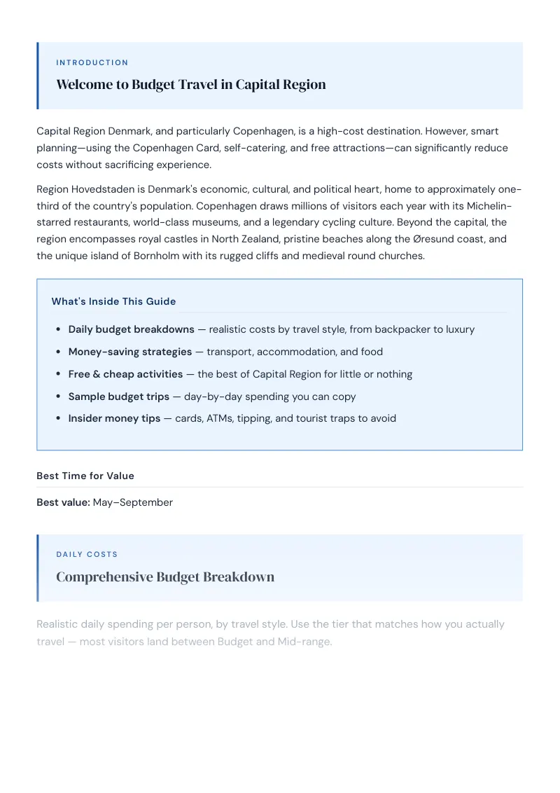 Capital Region Complete Travel Bundle: Budget guide · Comprehensive Budget Breakdown