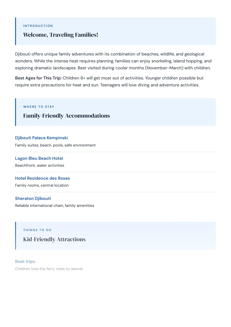 Djibouti Complete Travel Bundle: Family guide · Kid-Friendly Attractions