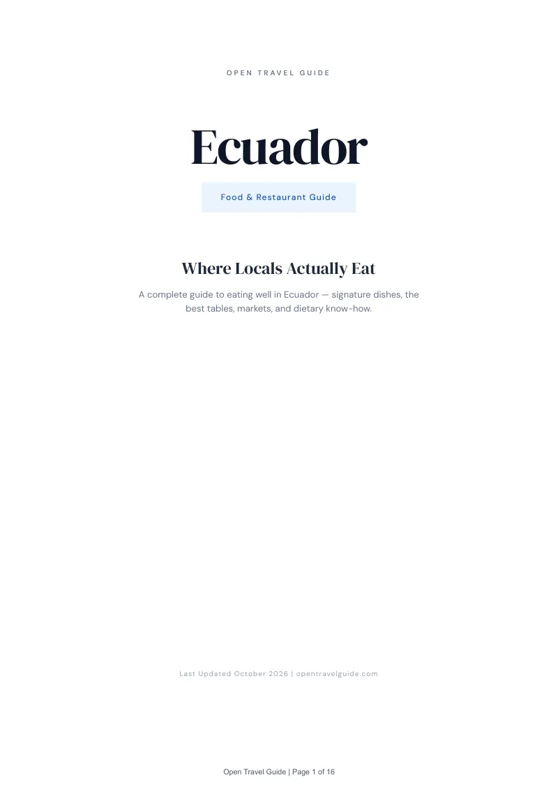 Ecuador Food & Restaurant Guide: Cover