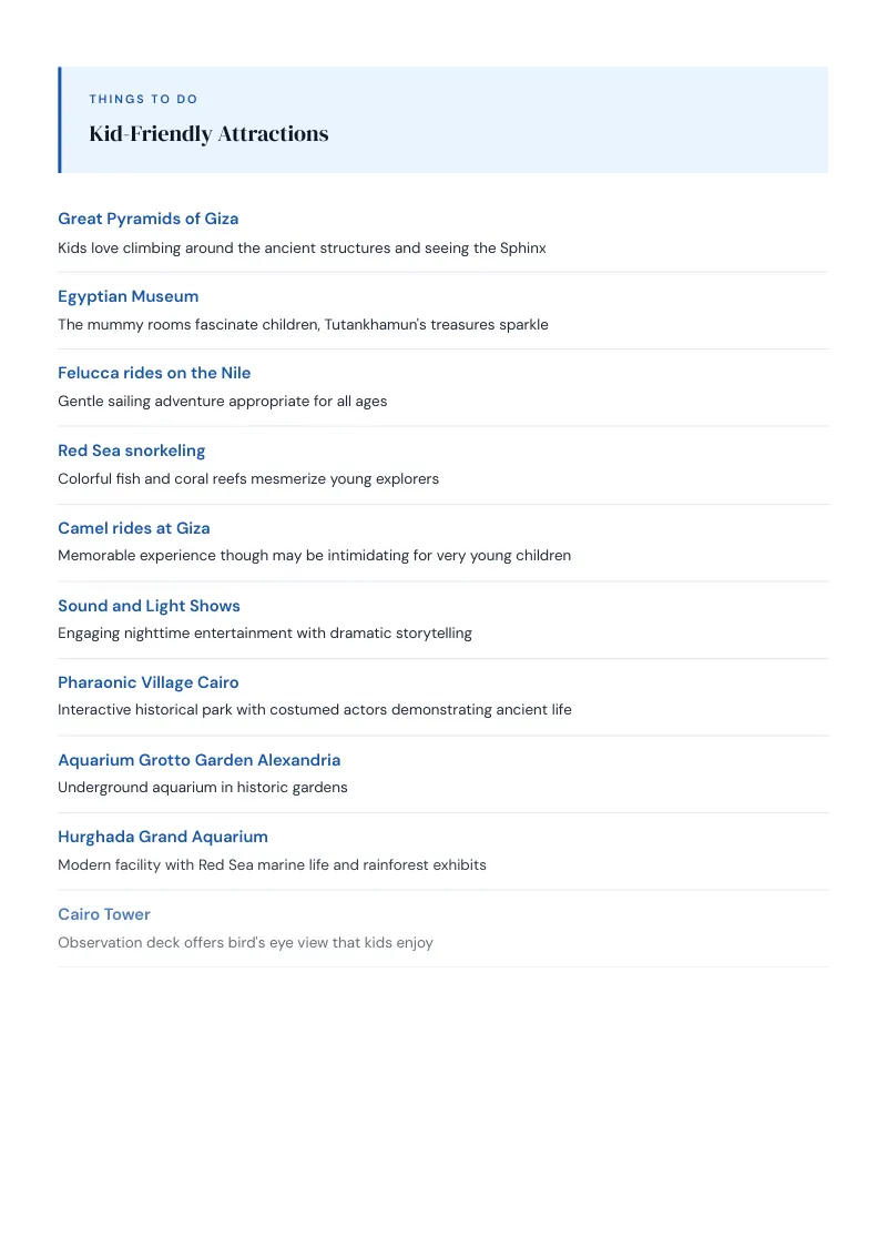 Egypt Complete Travel Bundle: Family guide · Kid-Friendly Attractions