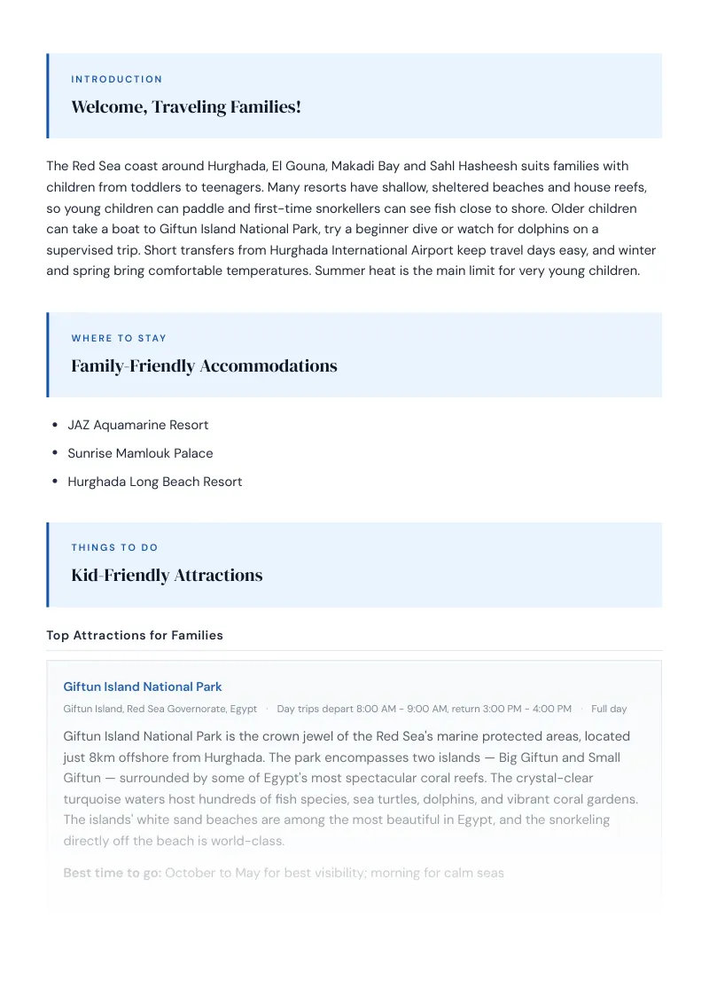 Red Sea Complete Travel Bundle: Family guide · Kid-Friendly Attractions