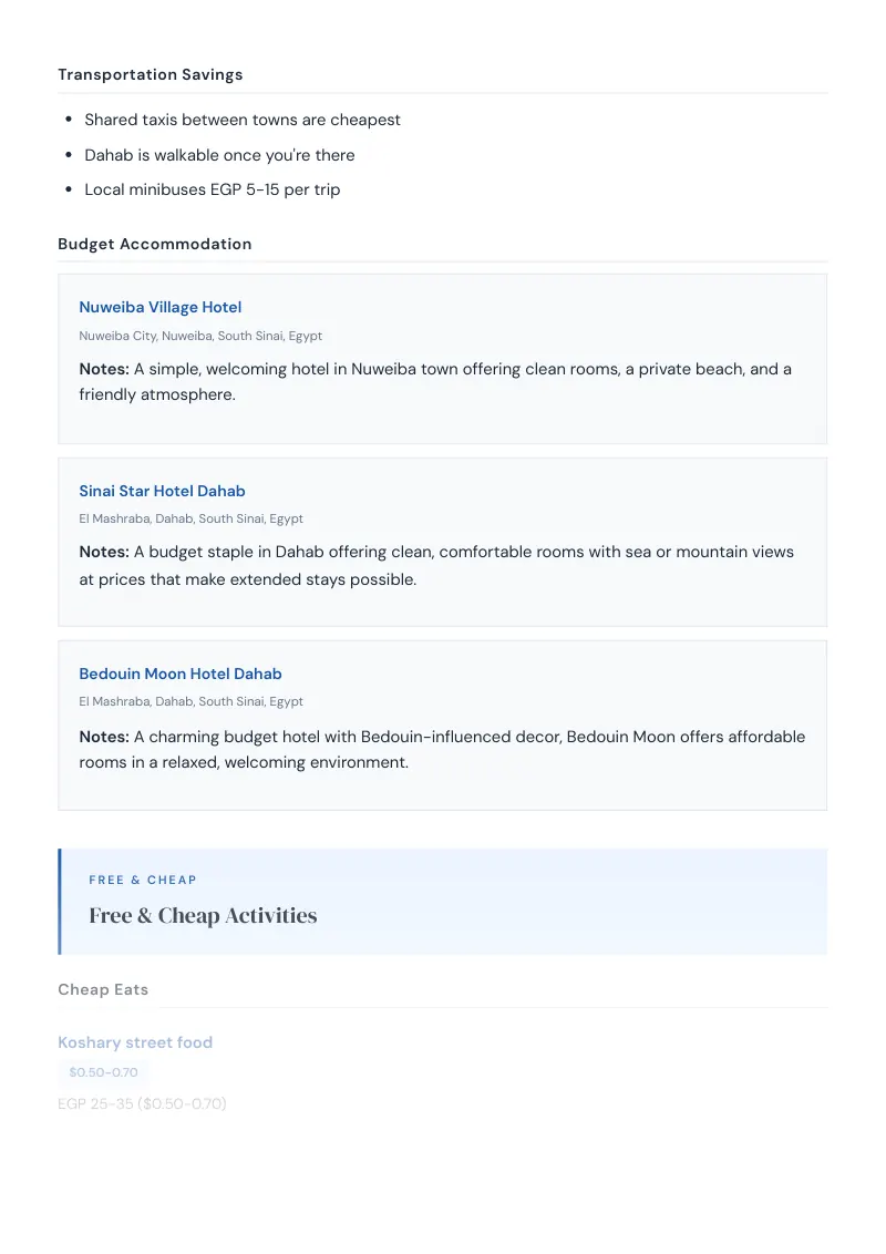 South Sinai Complete Travel Bundle: Budget guide · Free & Cheap Activities