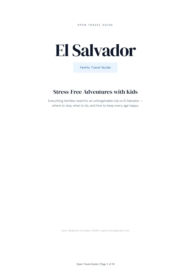 El Salvador Family Travel Guide: Cover