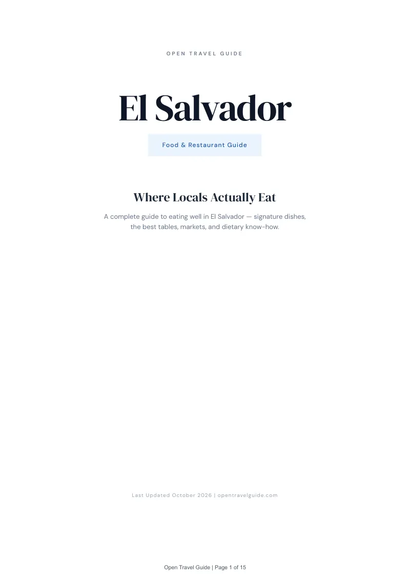 El Salvador Food & Restaurant Guide: Cover