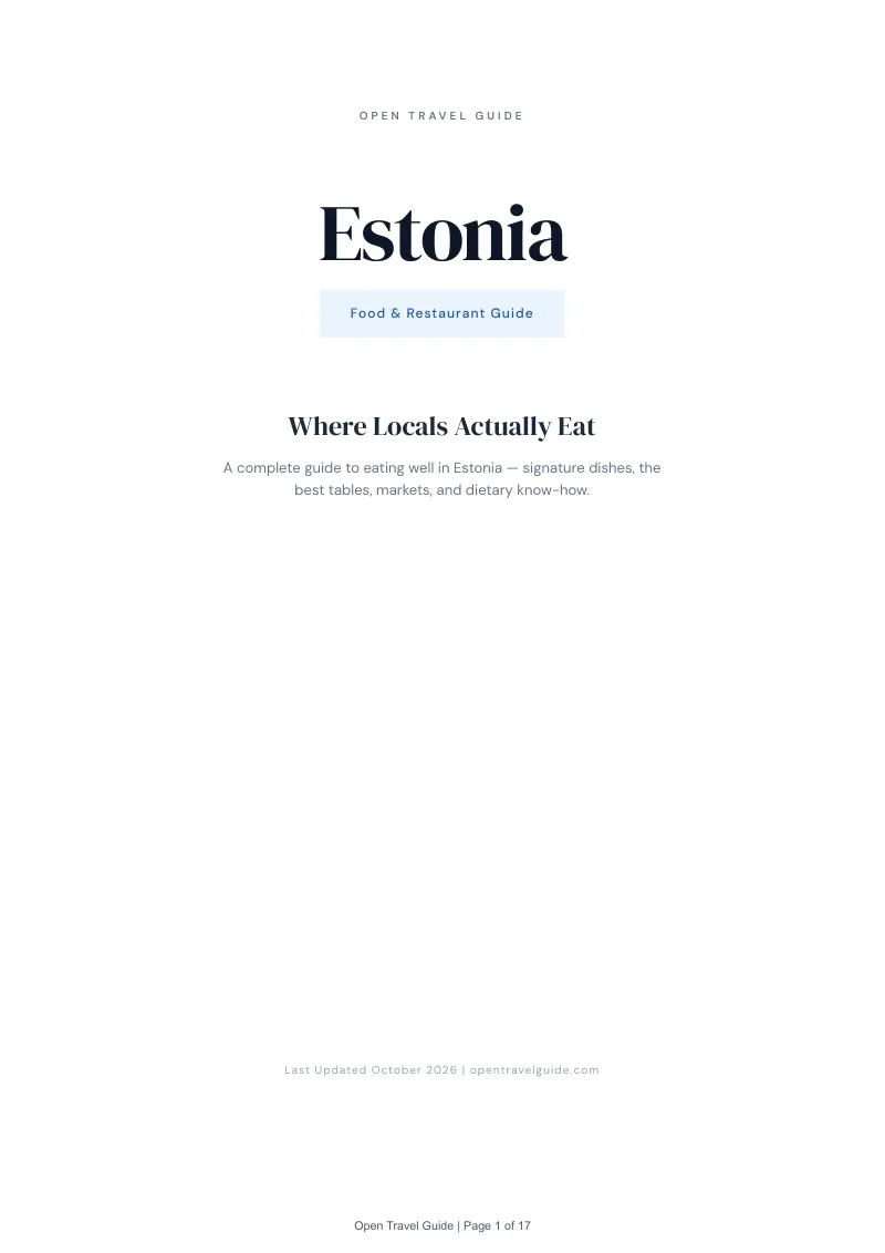 Estonia Food & Restaurant Guide: Cover