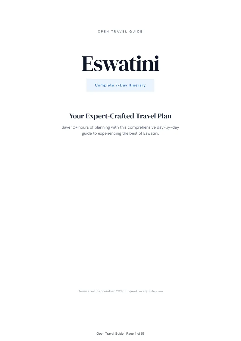Eswatini Complete Travel Bundle: 7-day itinerary · Cover