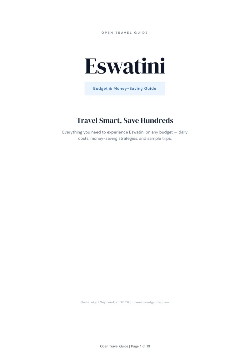Eswatini Complete Travel Bundle: Budget guide · Cover