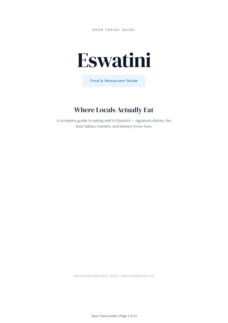 Eswatini Complete Travel Bundle: Food guide · Cover