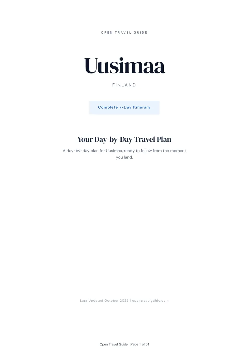 Uusimaa 7-Day Itinerary: Cover