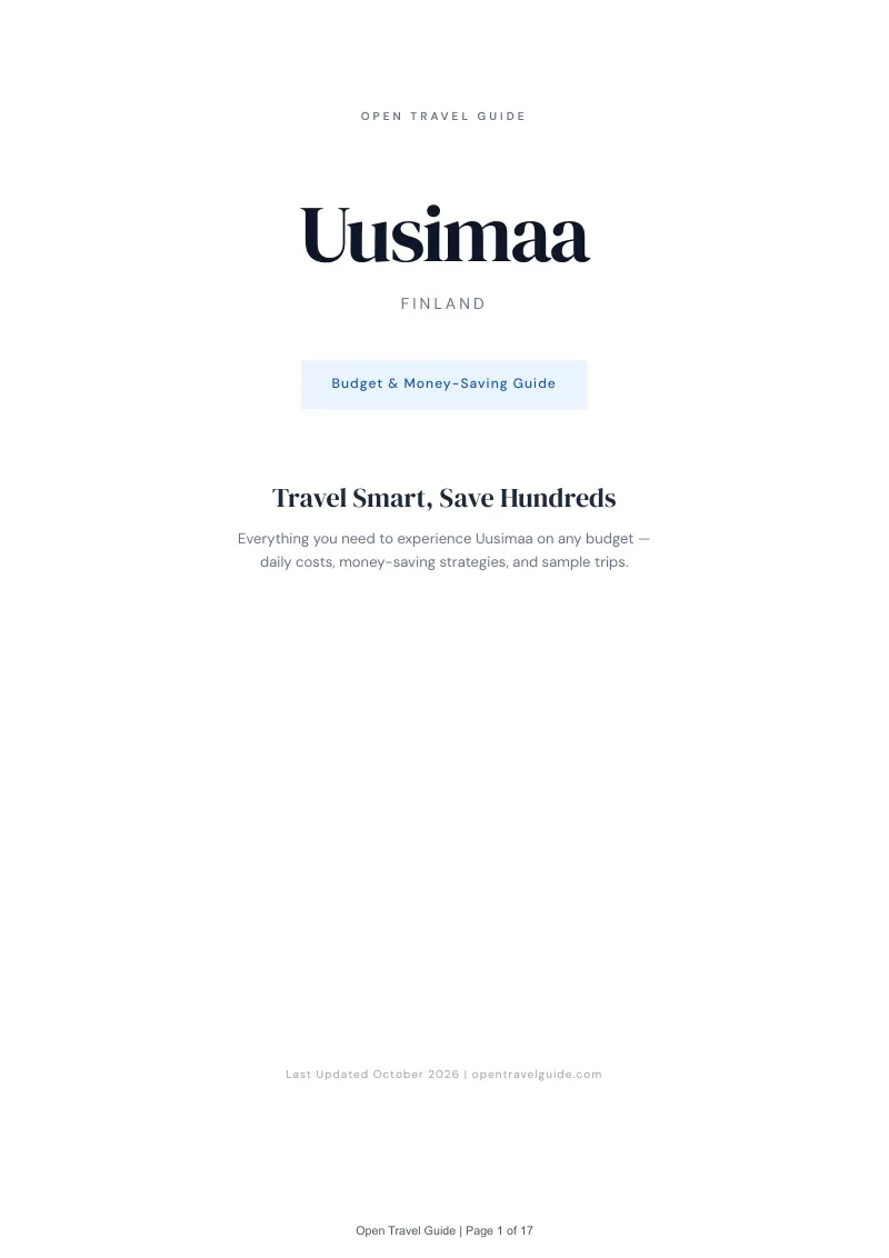 Uusimaa Budget & Money-Saving Guide: Cover