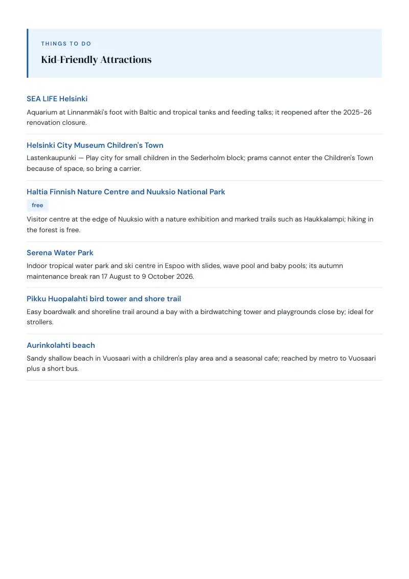 Uusimaa Complete Travel Bundle: Family guide · Kid-Friendly Attractions