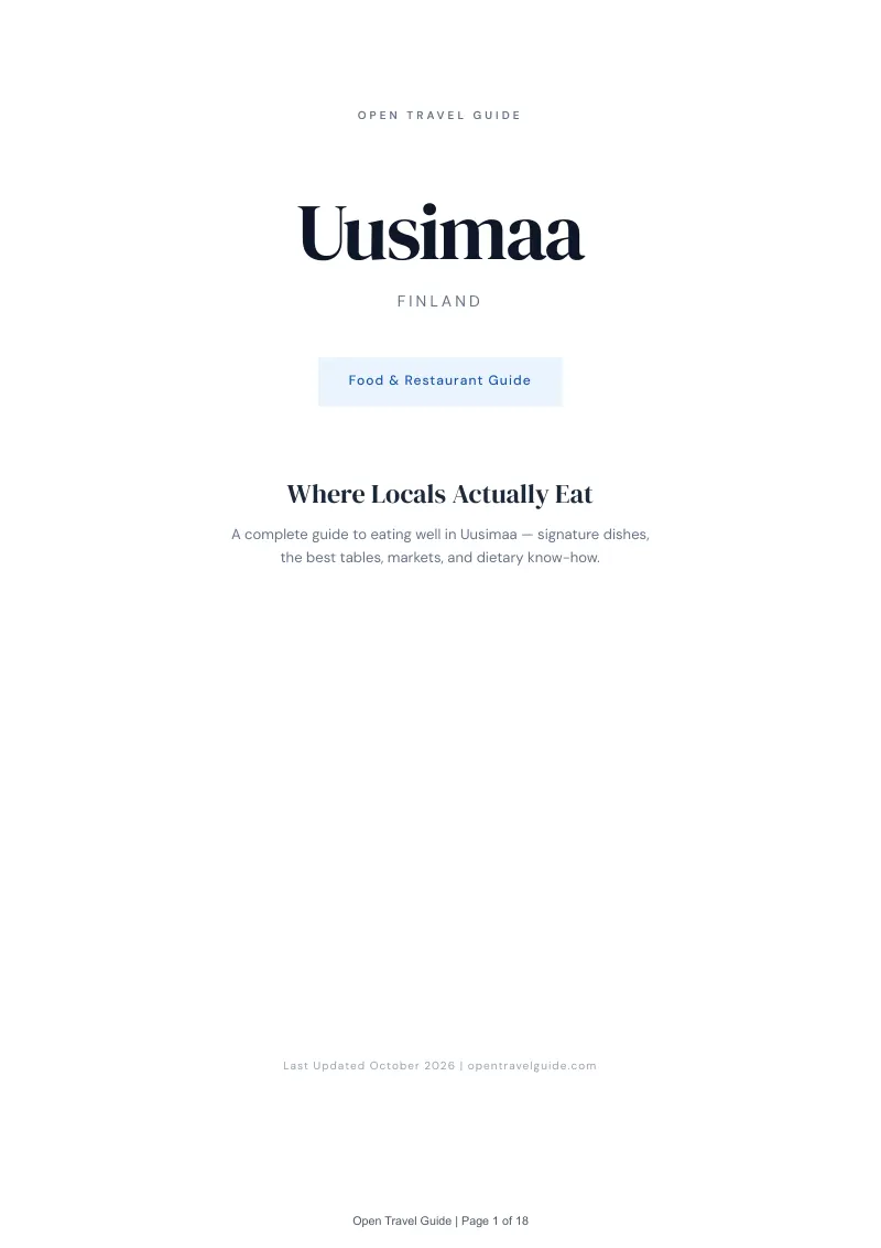 Uusimaa Food & Restaurant Guide: Cover