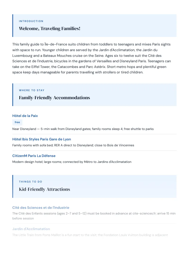 Île De France Complete Travel Bundle: Family guide · Kid-Friendly Attractions