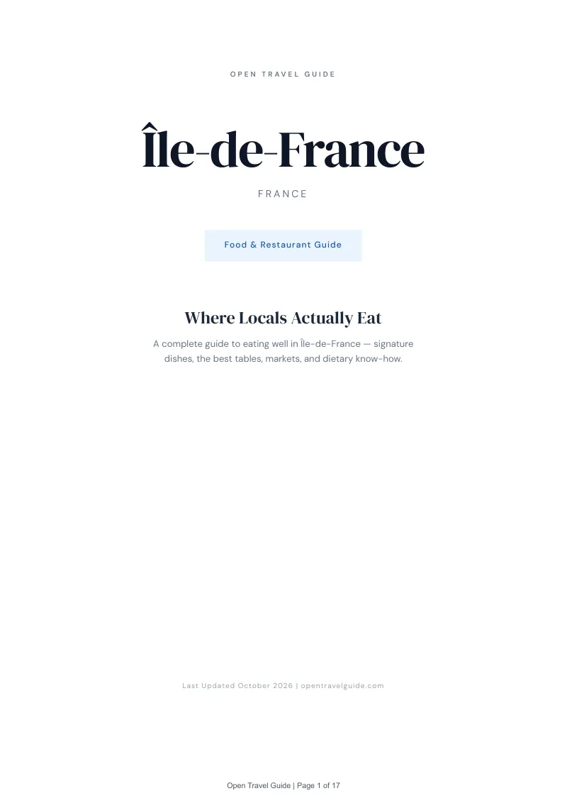 Île De France Food & Restaurant Guide: Cover