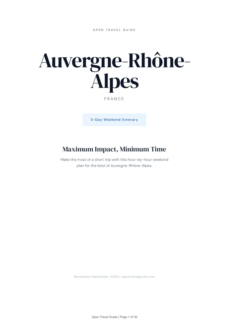 Auvergne Rhône Alpes Complete Travel Bundle: 3-day itinerary · Cover