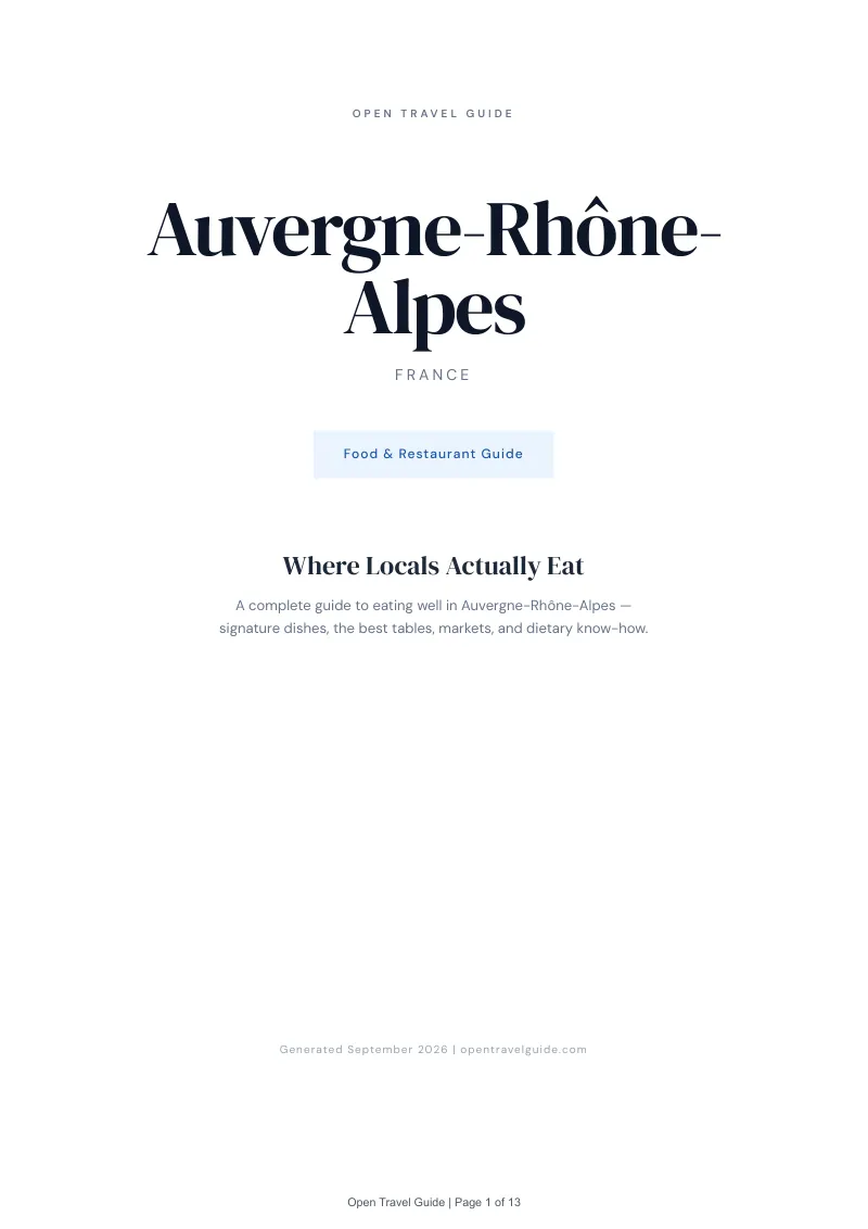 Auvergne Rhône Alpes Complete Travel Bundle: Food guide · Cover