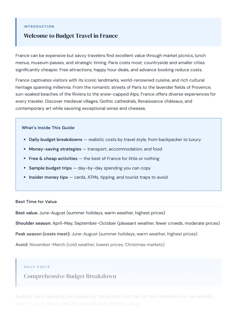 France Complete Travel Bundle: Budget guide · Comprehensive Budget Breakdown