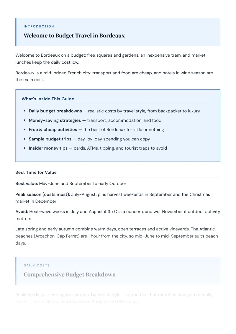 Bordeaux Budget & Money-Saving Guide: Comprehensive Budget Breakdown