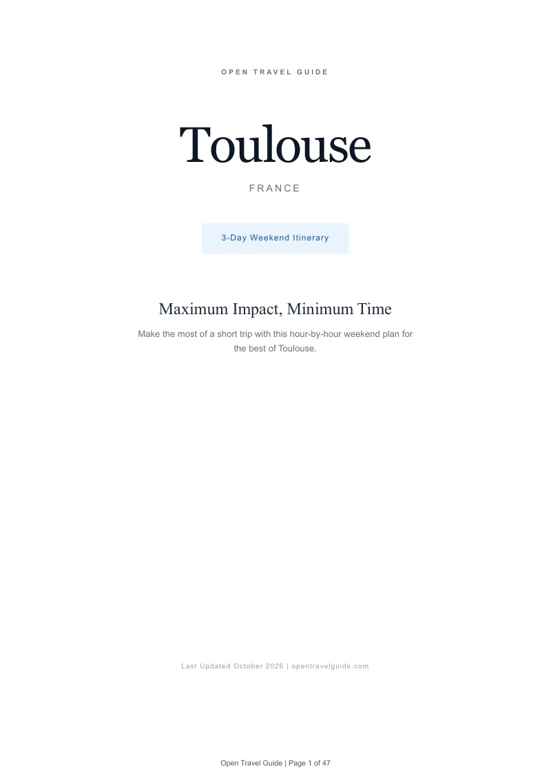 Toulouse 3-Day Weekend Itinerary: Cover