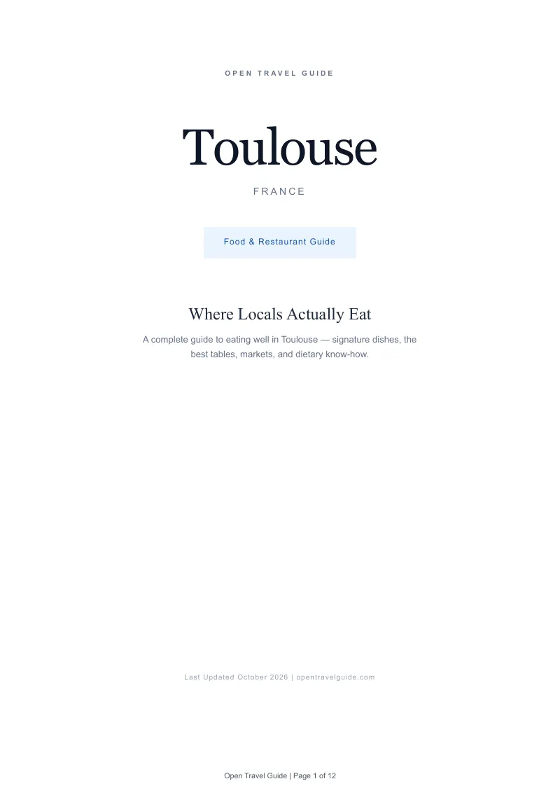 Toulouse Food & Restaurant Guide: Cover