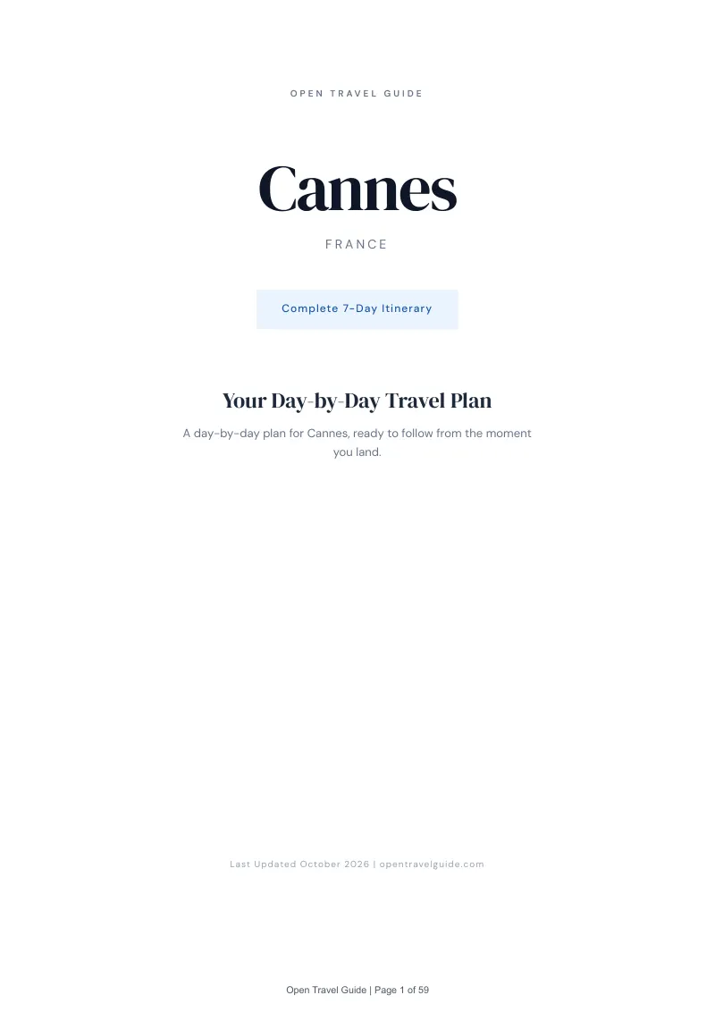 Cannes 7-Day Itinerary: Cover