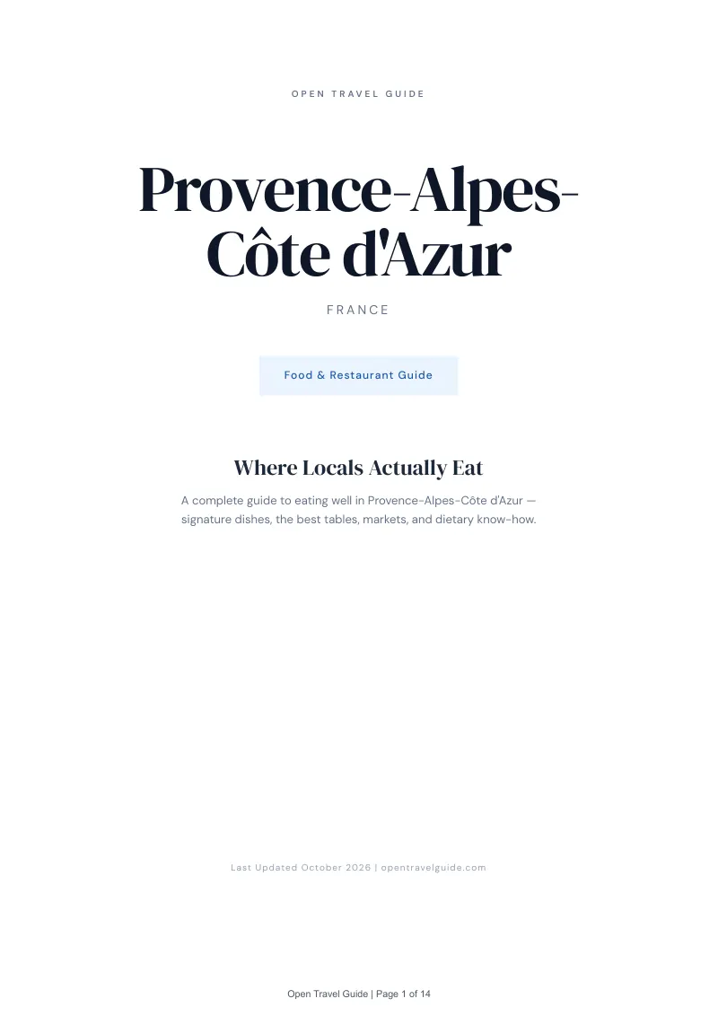 Provence Alpes Côte Dazur Food & Restaurant Guide: Cover