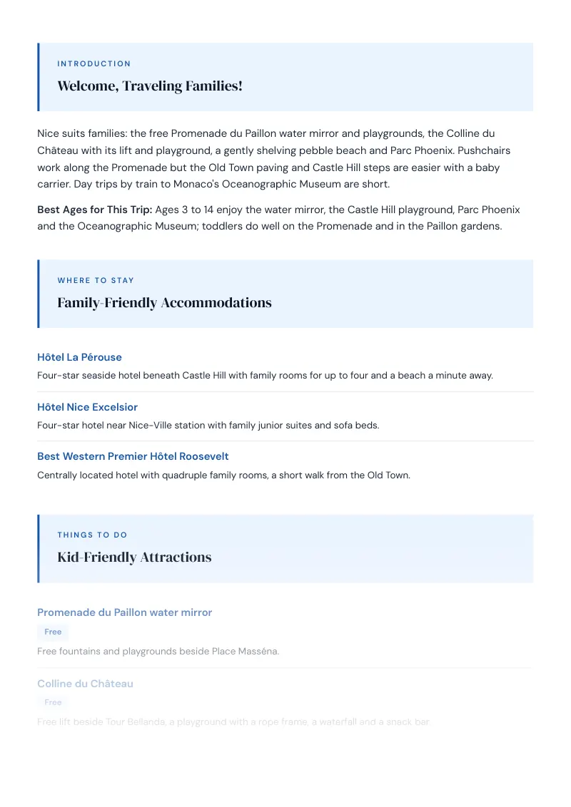 Nice Complete Travel Bundle: Family guide · Kid-Friendly Attractions