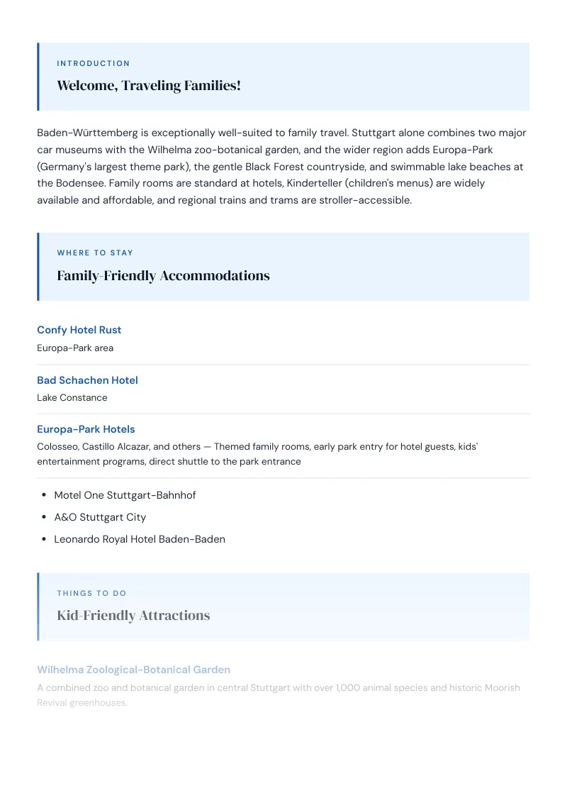 Baden Württemberg Complete Travel Bundle: Family guide · Kid-Friendly Attractions