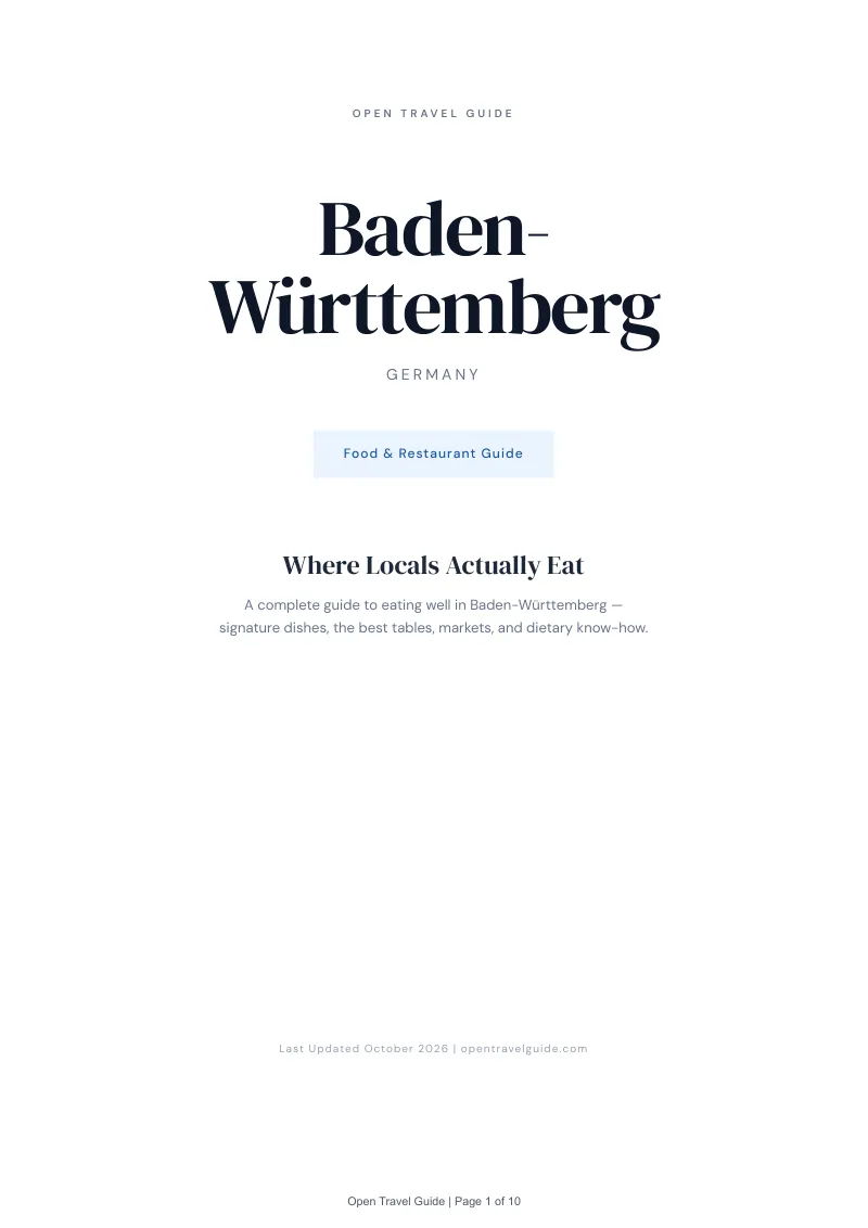 Baden Württemberg Food & Restaurant Guide: Cover