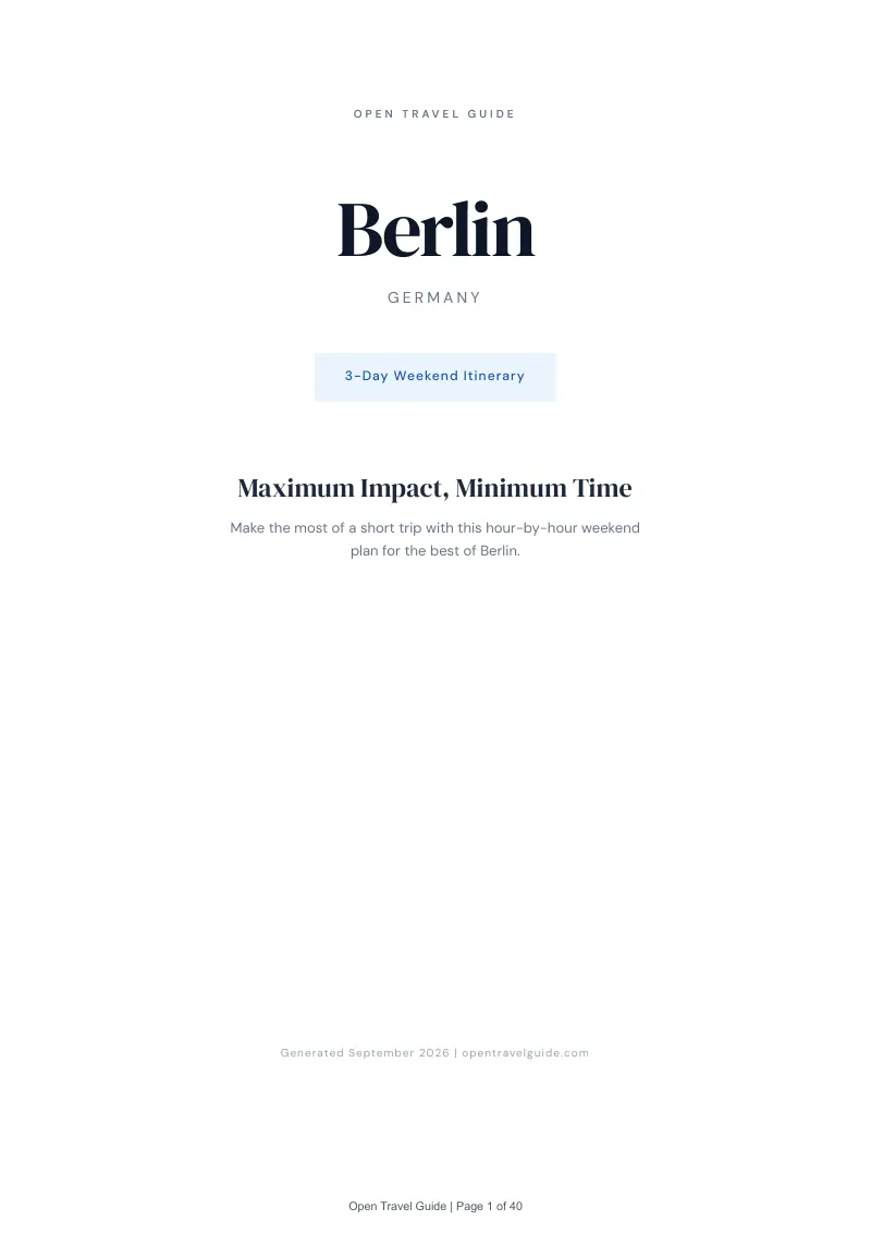 Berlin 3-Day Weekend Itinerary: Cover