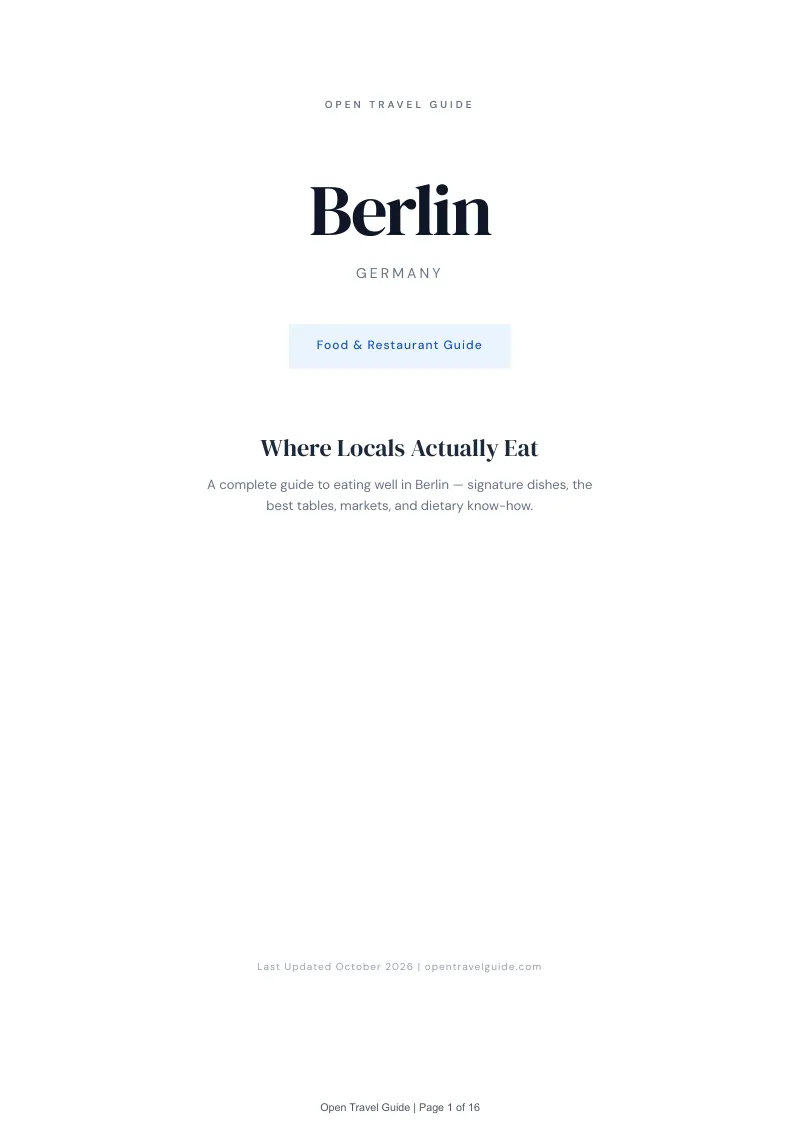 Berlin Food & Restaurant Guide: Cover